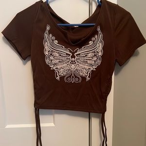 A brown crop top